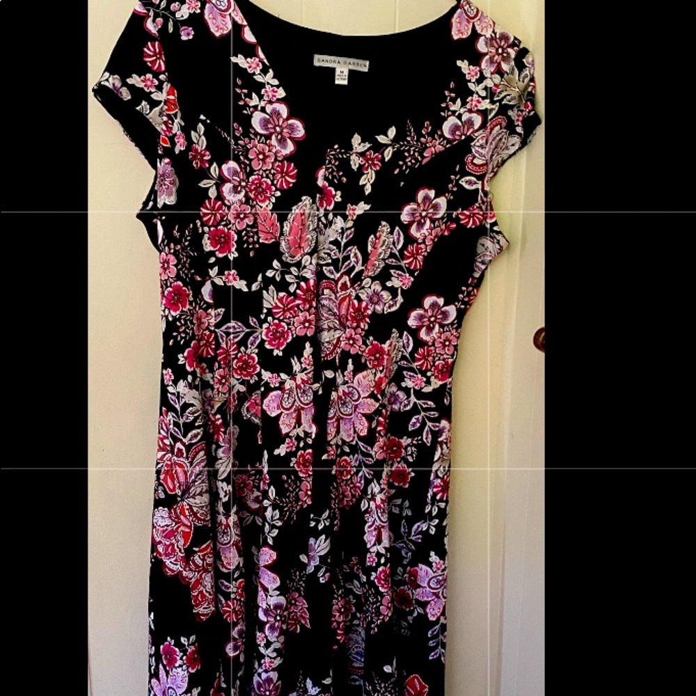 Black and Floral Skater Dress